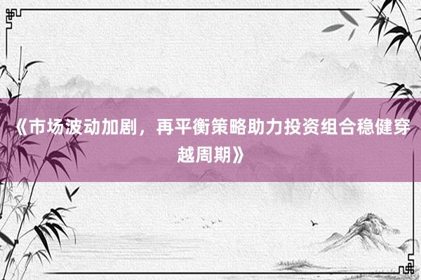 《市场波动加剧,再平衡策略助力投资组合稳健穿越周期》