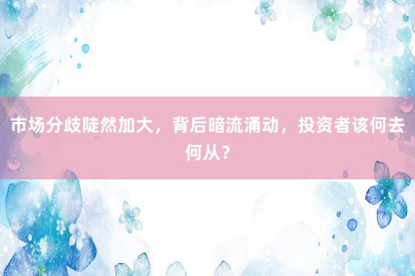 市场分歧陡然加大,背后暗流涌动,投资者该何去何从?