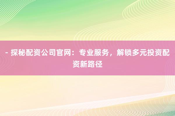 - 探秘配资公司官网：专业服务，解锁多元投资配资新路径