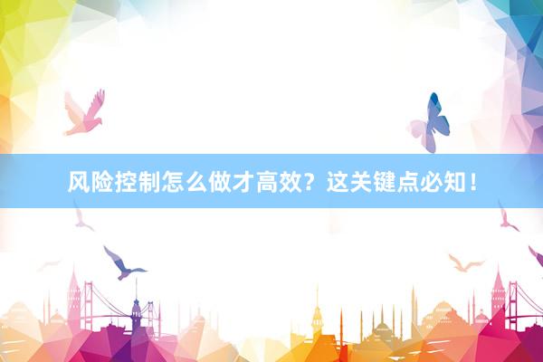 风险控制怎么做才高效？这关键点必知！