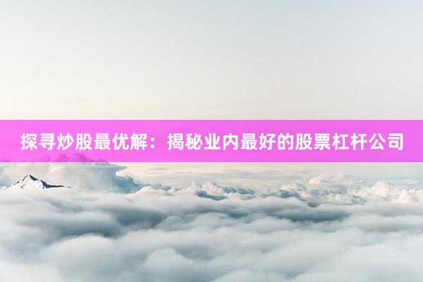 探寻炒股最优解：揭秘业内最好的股票杠杆公司