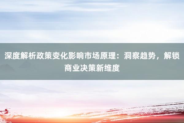深度解析政策变化影响市场原理：洞察趋势，解锁商业决策新维度