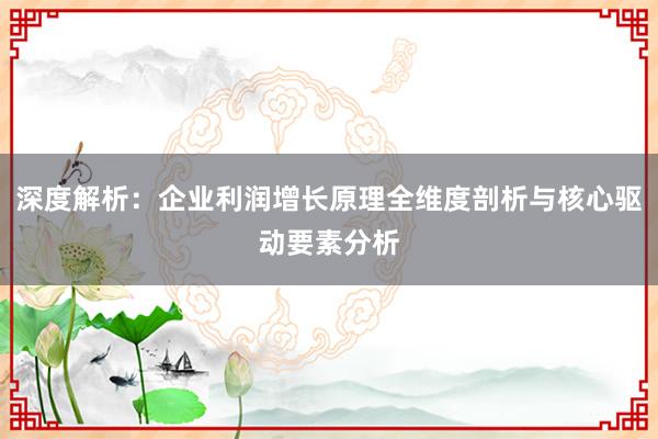 深度解析：企业利润增长原理全维度剖析与核心驱动要素分析