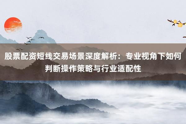 股票配资短线交易场景深度解析：专业视角下如何判断操作策略与行业适配性