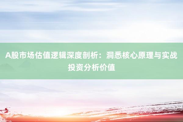 A股市场估值逻辑深度剖析：洞悉核心原理与实战投资分析价值