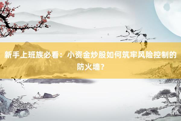 新手上班族必看：小资金炒股如何筑牢风险控制的防火墙？